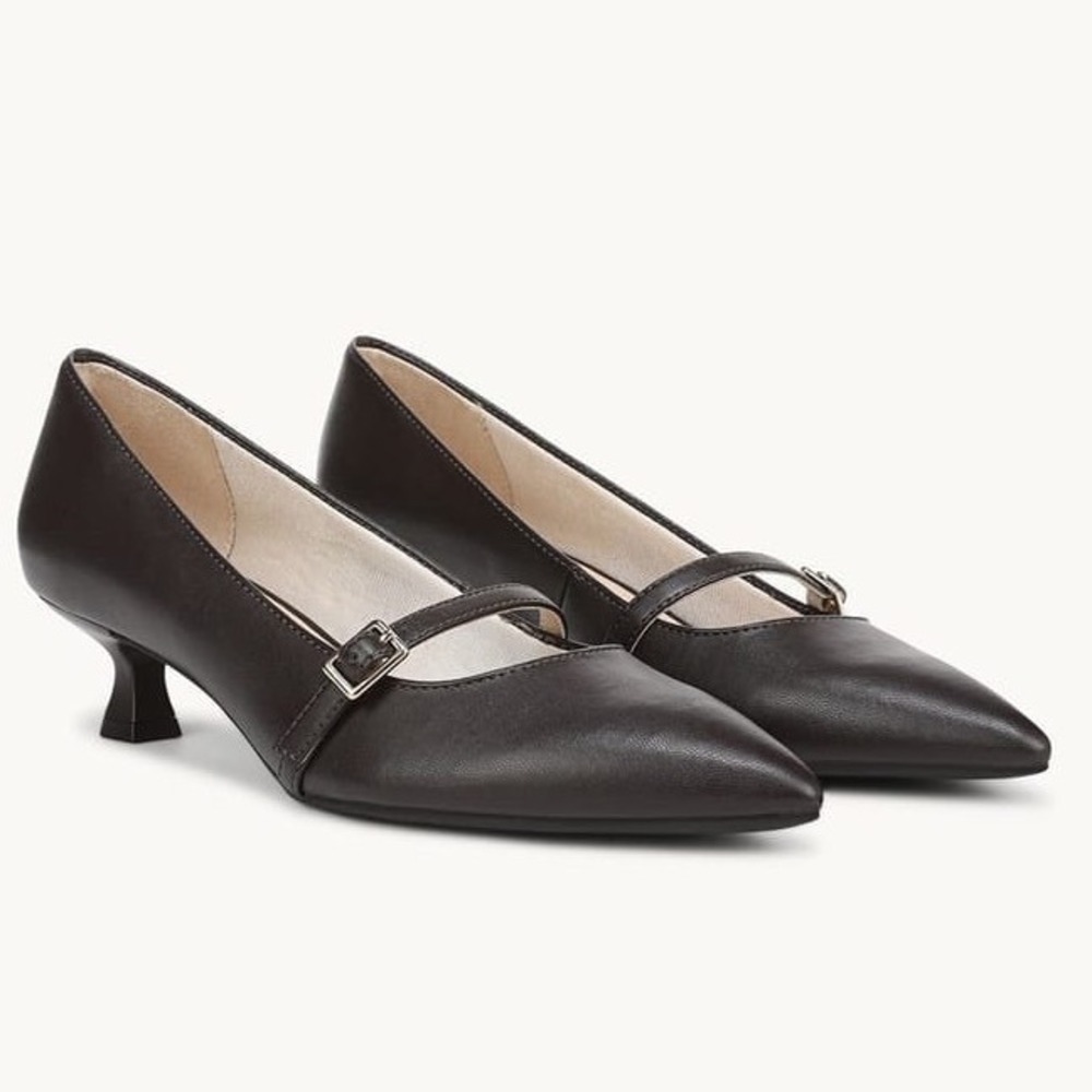 LifeStride Madelyn Mary Jane Pump Dark Chocolate Faux Leather Kitten Heel 7M